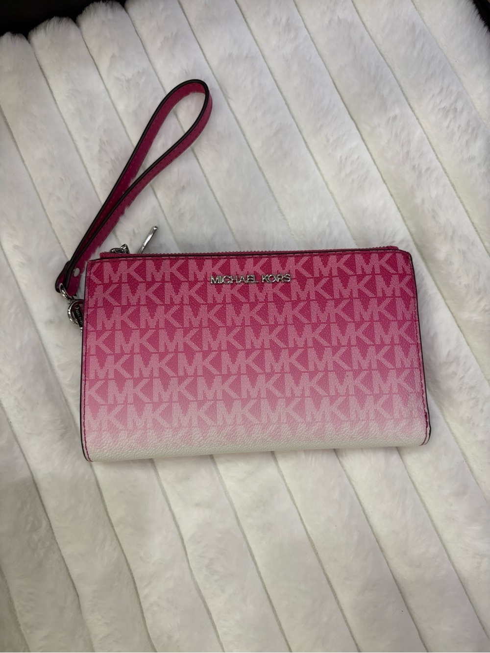 Michael Kors Pink Ombre MK Logo Wristlet